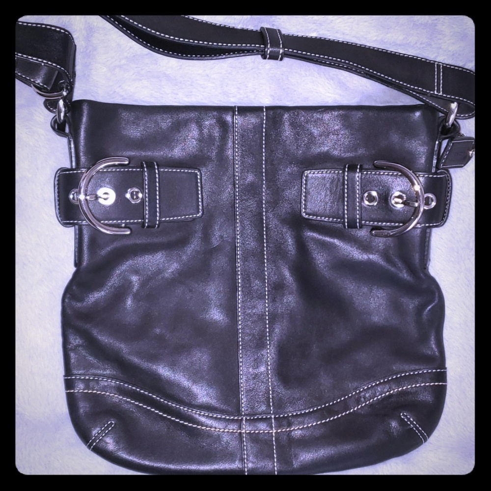 EXCELLENT DARK COCO LEATHER COACH PURSE BAG TOTE